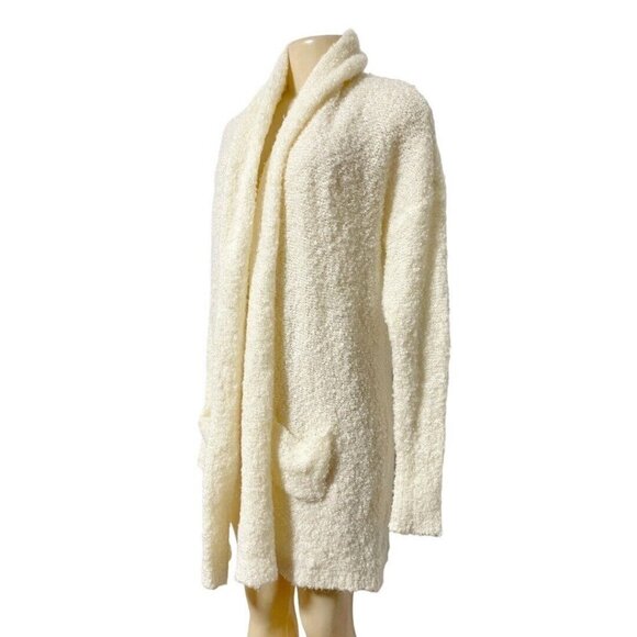 If It Where Me Womens Ivory Wool Open Cardigan Pocket Collar Duster Sweater L - Picture 3 of 6